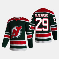 Men's New Jersey Devils Mackenzie Blackwood #29 2021 Season Reverse Retro Authentic Pro Special Edition Green Jersey
