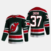 Men's New Jersey Devils Pavel Zacha #37 2021 Season Reverse Retro Authentic Special Edition Green Jersey