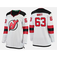 Women's New Jersey Devils #63 Jesper Bratt Road Breakaway Player Fanatics Branded White Jersey