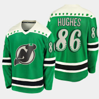 Men's New Jersey Devils Jack Hughes #86 2021 St. Patrick' s Day Green Jersey