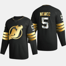 New Jersey Devils #5 Simon Nemec Authentic Black Jersey Golden Edition