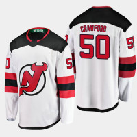 Men's New Jersey Devils Corey Crawford #50 Away 2020-21 Breakaway Player White Jersey