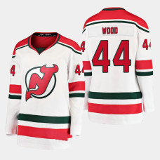 Women's New Jersey Devils Miles Wood #44 2019 Alternate Breakaway Player Jersey White Third Kit